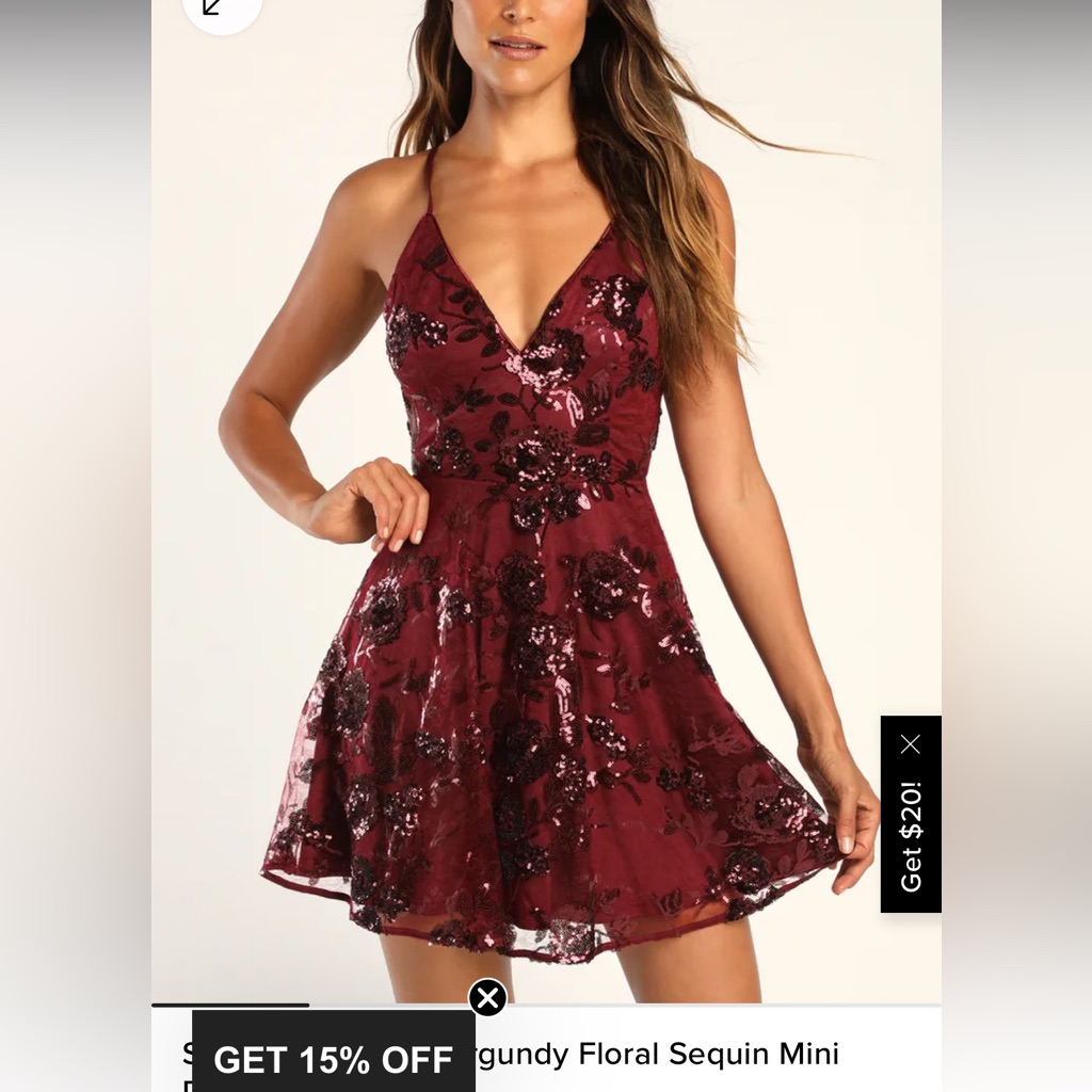 Lulus Burgundy Floral Sequin Mini Dress